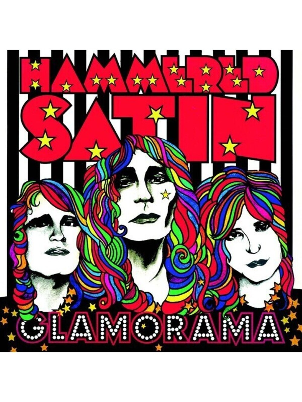 HAMMERED SATIN - GLAMORAMA LP RED VINYL RECORD + POSTER glam rock glitter punk